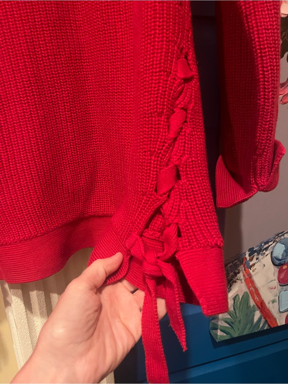 LOFT Ladies Red Sweater Large - Picture 4 of 10